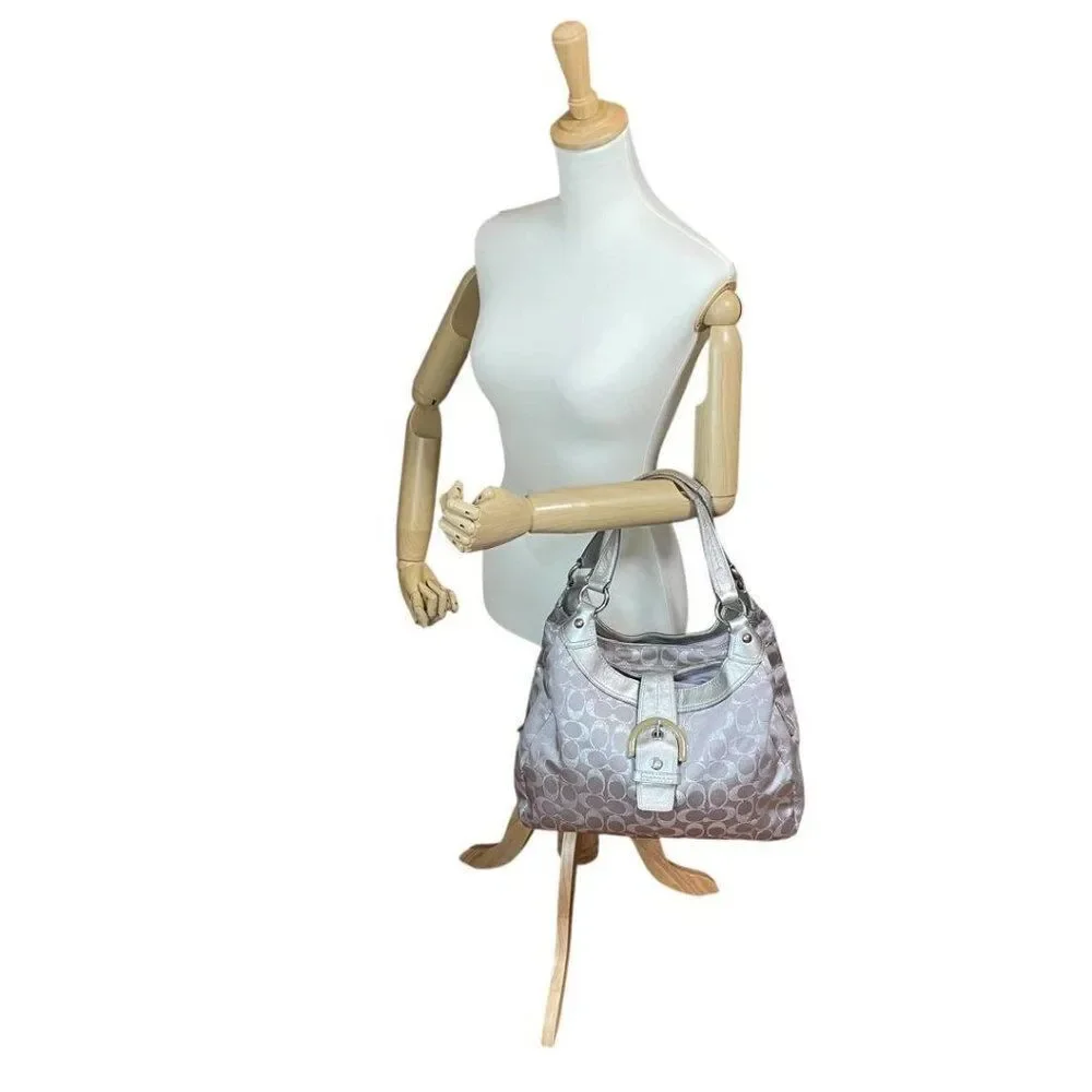Coach Soho Silver Gray Signature Hobo Bag